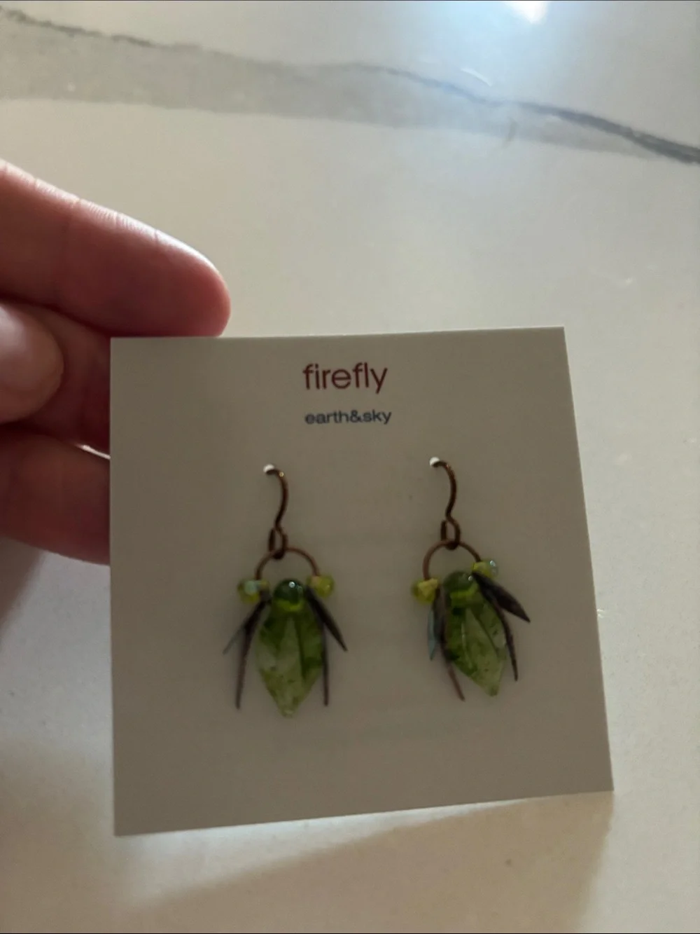 Firefly Earth & Sky Green Leaf Drop Earrings